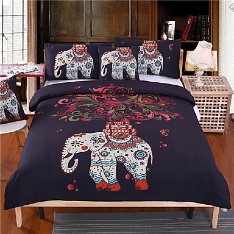  Bedding Elephant Tree Black Printed Bohemia Duvet Cover Set Bedspread Twin Full Queen King Factory