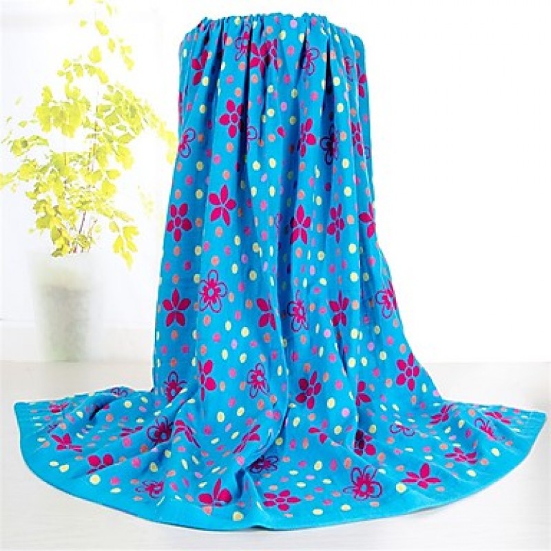 Knitted Multi-color Floral Full Cotton Blanket W59" by L79"