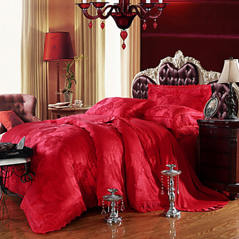 Bedding Set Red Queen King Size Luxury S...