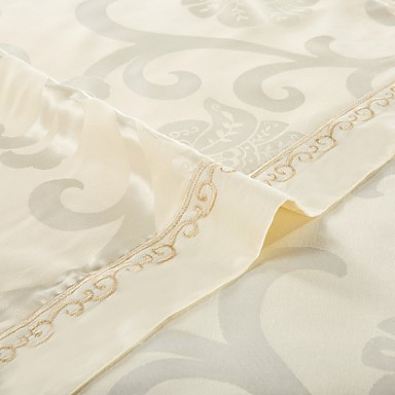 Luxury Jacquard Silk Cotton Blend 4pcs Duvet Cover Bed Sheet Pillowcase Bed Linen