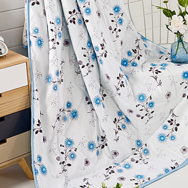 Floral / Botanical Printed 100% Mulberry Silk Quilt for Summer Air Conditioner Room W59"×L79"(W150 x L200cm)