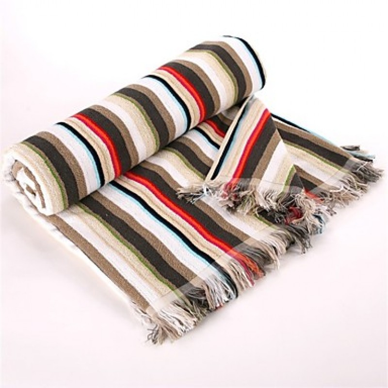 Morden Style 1 PC Full Cotton Thickening Blanket 59" by 79" Stripe Pattern