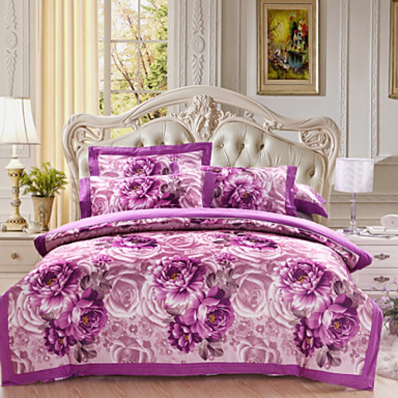 Floral Cotton 4 Piece Duvet Cover Sets