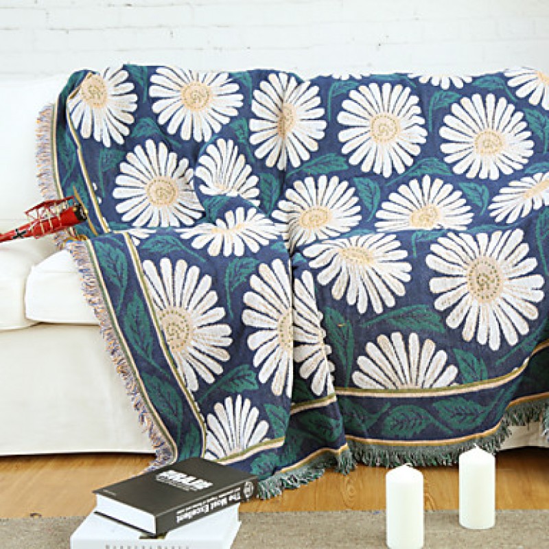 Cotton Daisies Thickening Line Decorative Carpet Sofa Towel Blanket