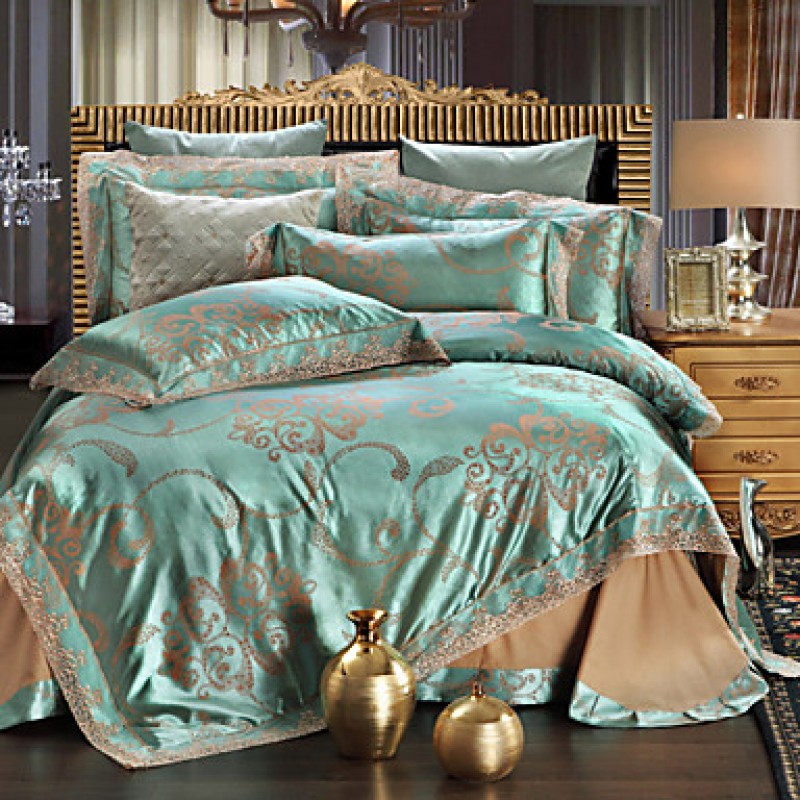 Simple Opulence Modal Cotton Jacquard Quilt King Queen Duvet Cover Set with 1 Flat sheet and 2 Pillowcases