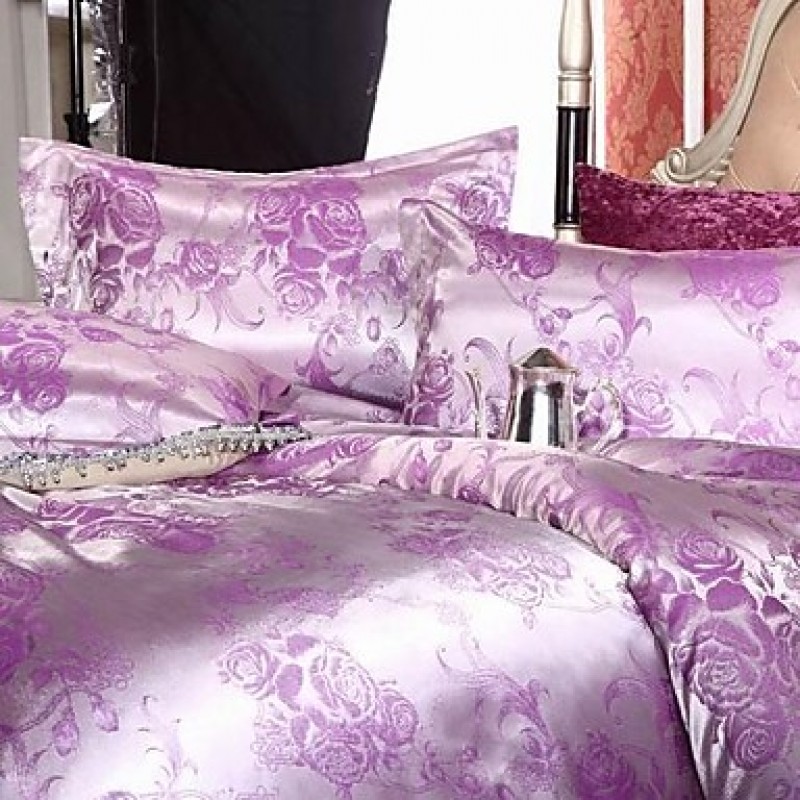 Leaf Faux Silk 4 Piece Duvet Cover Sets